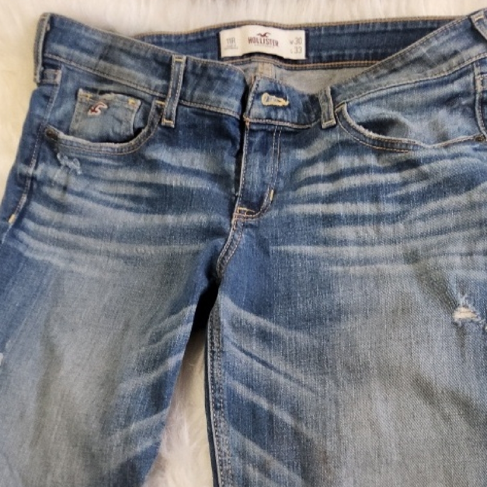 Hollister Blue Boyfriend Jeans with Faded Distressing